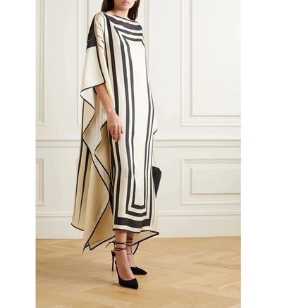Elegant Women's Printed Kaftan Crepe Maxi Dress