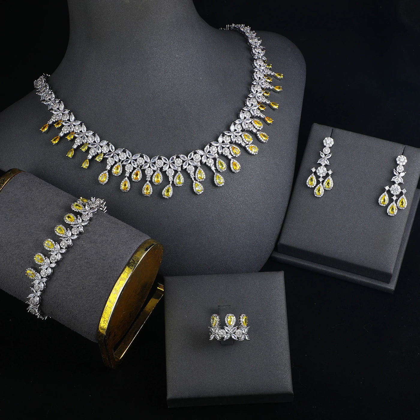 Luxury Cubic Zirconia 4-piece Necklace Sets