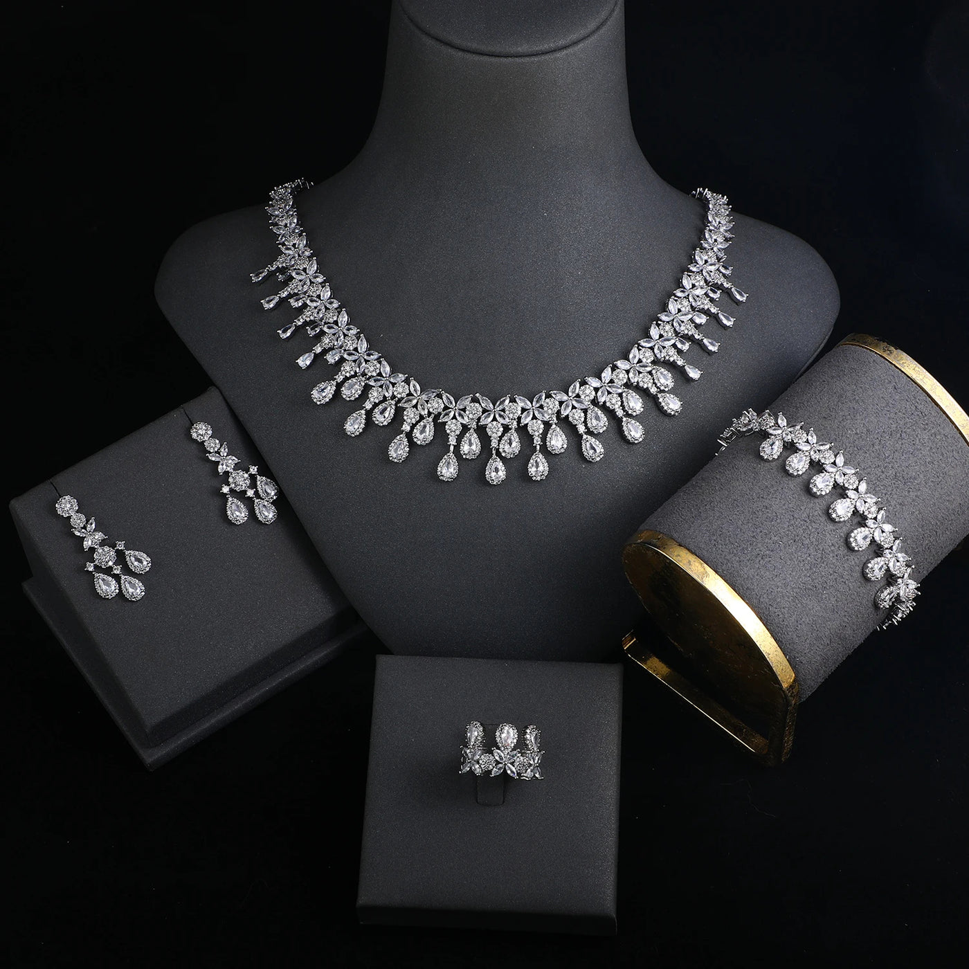 Luxury Cubic Zirconia 4-piece Necklace Sets