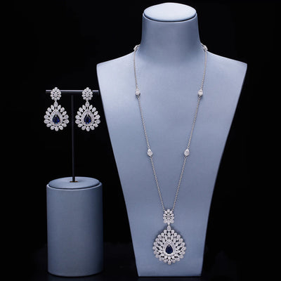 Elegant Women Wedding Jewellery - African CZ Crystal Leaf Drop Bridal