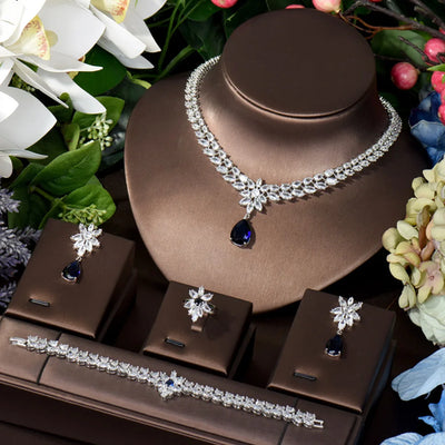 Elegant Women Wedding Jewelry - African CZ Crystal Water Drop Perfection