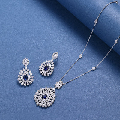 Elegant Women Wedding Jewellery - African CZ Crystal Leaf Drop Bridal