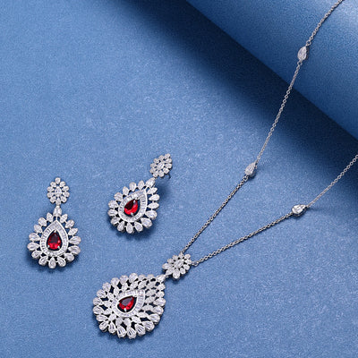 Elegant Women Wedding Jewellery - African CZ Crystal Leaf Drop Bridal